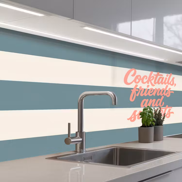 Cocktails - Strepen - Blauw - Koraal keuken achterwand 2 middel -3d_schuin