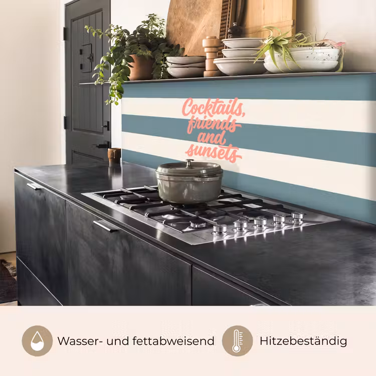 Cocktails - Strepen - Blauw - Koraal keuken achterwand 2 middel -usp_DE