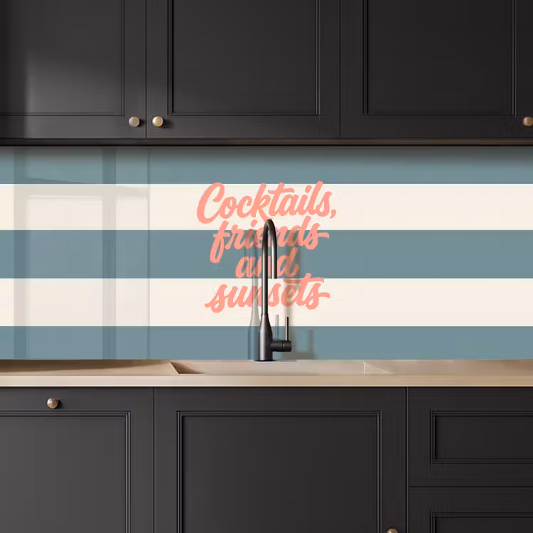 Cocktails - Strepen - Blauw - Koraal keuken achterwand 2 middel -sfeer1
