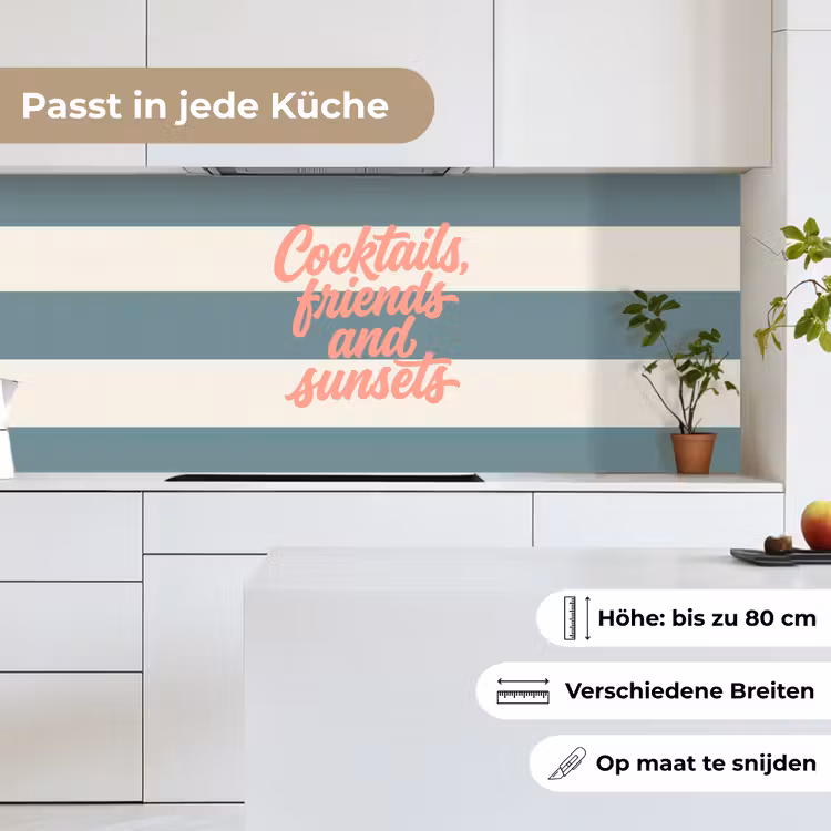 Cocktails - Strepen - Blauw - Koraal keuken achterwand 2 middel -sfeer4_DE