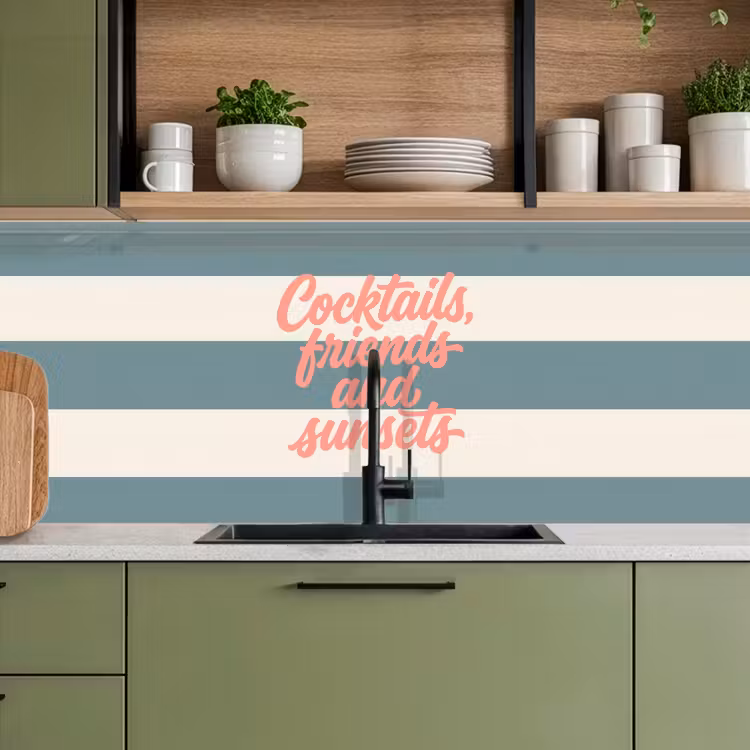 Cocktails - Strepen - Blauw - Koraal keuken achterwand 2 middel -sfeer3