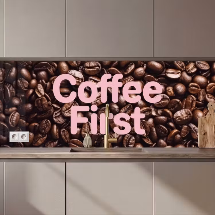 Coffee First - Koffiebonen - Roze keuken achterwand 2 middel zz_3dshopping