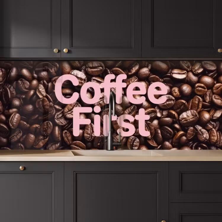 Coffee First - Koffiebonen - Roze keuken achterwand 2 middel -sfeer1