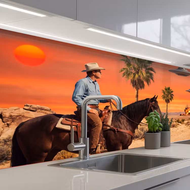 Küchenrückwand - Cowboy – Pferd – Wüste - Cowboy - Paard - Woestijn keuken achterwand 2 middel