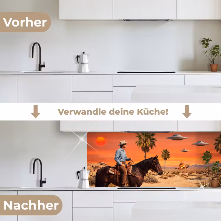 Küchenrückwand - Cowboy – Pferd – Wüste - Cowboy - Paard - Woestijn keuken achterwand 2 middel