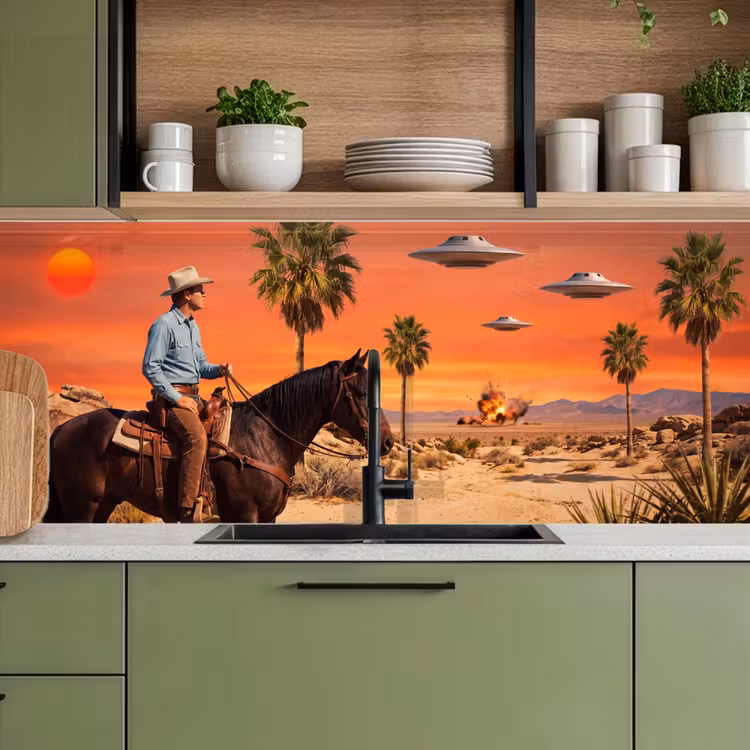 Küchenrückwand - Cowboy – Pferd – Wüste - Cowboy - Paard - Woestijn keuken achterwand 2 middel