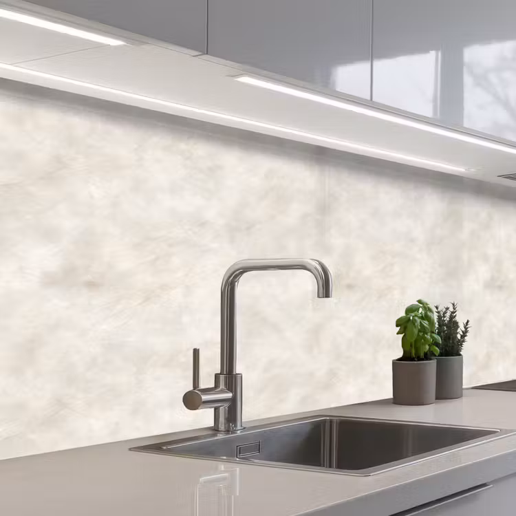 Crèmebeige - Marmer - Aders keuken achterwand 2 middel 871 -3d_schuin