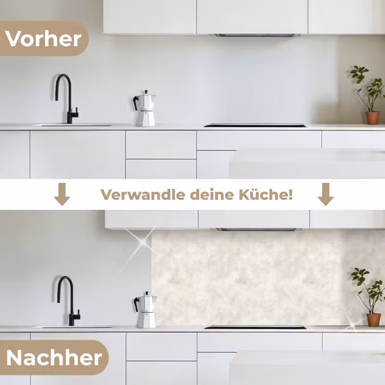 Crèmebeige - Marmer - Aders keuken achterwand 2 middel 871 -voor-na_DE