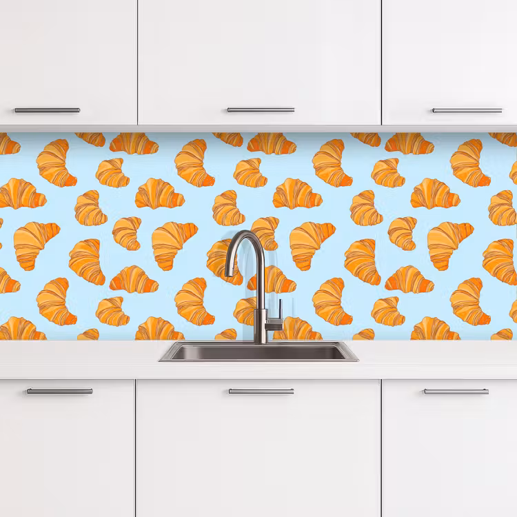 Croissant - Speels - Blauw keuken achterwand 2 middel 871 -3d