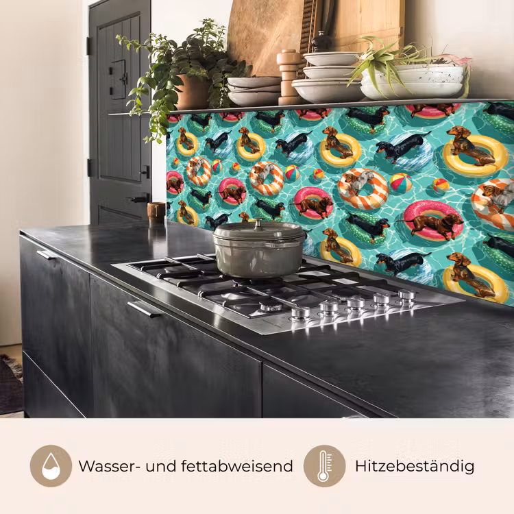 Teckels - Zwembad - Kleurrijk keuken achterwand 2 middel 871 -usp_DE