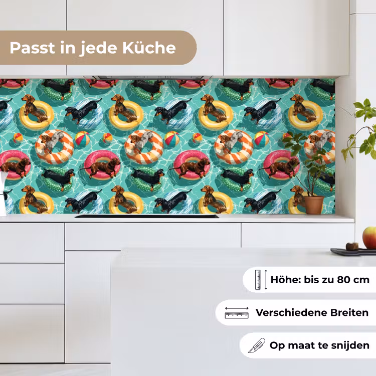 Teckels - Zwembad - Kleurrijk keuken achterwand 2 middel 871 -sfeer4_DE