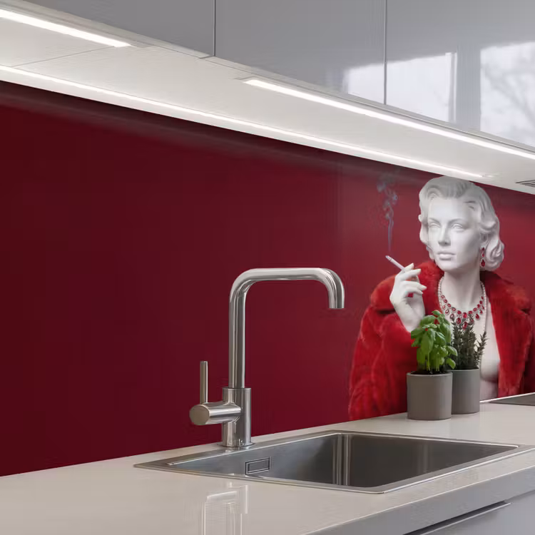 Vrouw - Bontjas - Mode - Klassiek - Rood keuken achterwand 2 middel -3d_schuin