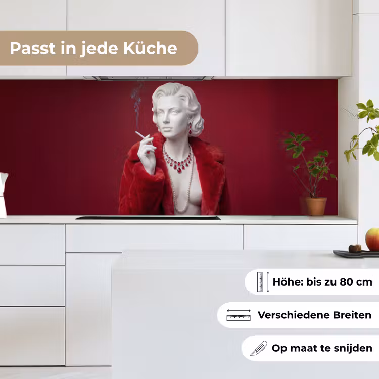 Vrouw - Bontjas - Mode - Klassiek - Rood keuken achterwand 2 middel -sfeer4_DE