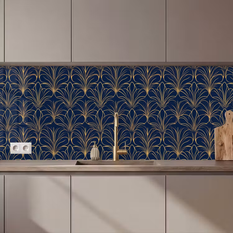 Deco - Waaier - Blauw keuken achterwand 2 middel 871 zz_3dshopping