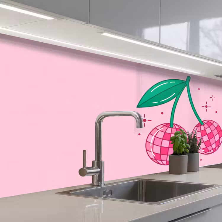 Decoratie - Disco-bal - Feest - Roze keuken achterwand 2 middel -3d_schuin