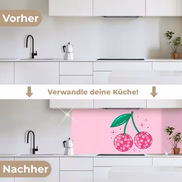 Decoratie - Disco-bal - Feest - Roze keuken achterwand 2 middel -voor-na_DE