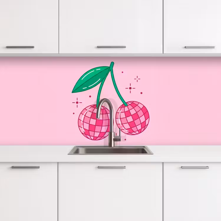 Decoratie - Disco-bal - Feest - Roze keuken achterwand 2 middel -3d