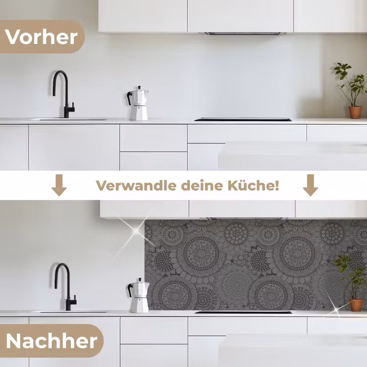 Design - Bohemian - Zonnebloem keuken achterwand 2 middel 871 -voor-na_DE
