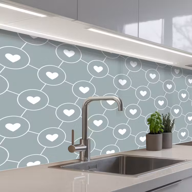 Design - Geometrie - Patroon - Hart keuken achterwand 2 middel 871 -3d_schuin