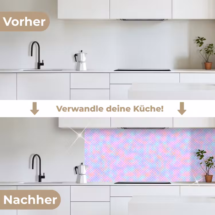 Design - Geometrie - Roze keuken achterwand 2 middel 871 -voor-na_DE
