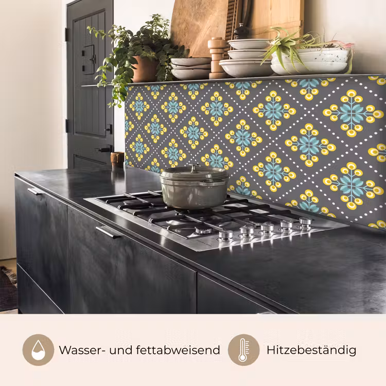 Design - Ruit - Bloemen - Grijs keuken achterwand 2 middel 871 -usp_DE