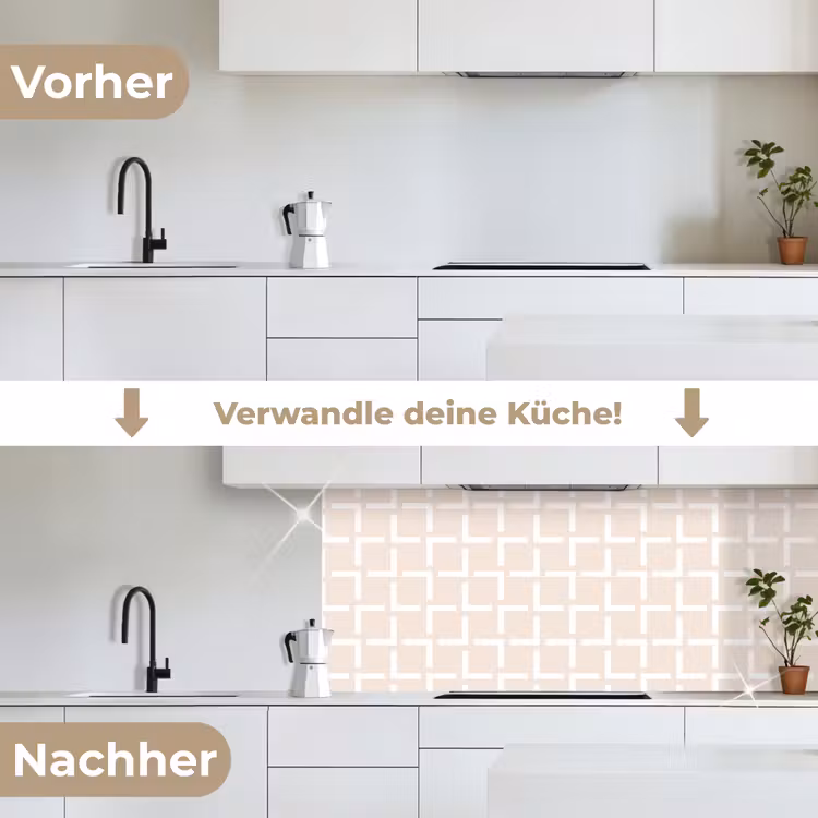 Design - Lijn - Patroon - Beige keuken achterwand 2 middel 871 -voor-na_DE