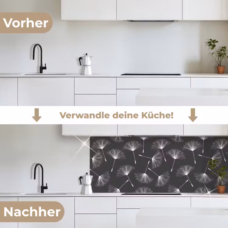 Design - Paardenbloem - Plant keuken achterwand 2 middel 871 -voor-na_DE
