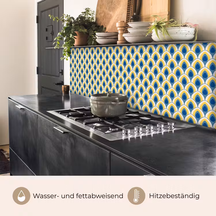 Design - Patroon - Retro - Geel - Blauw keuken achterwand 2 middel 871 -usp_DE