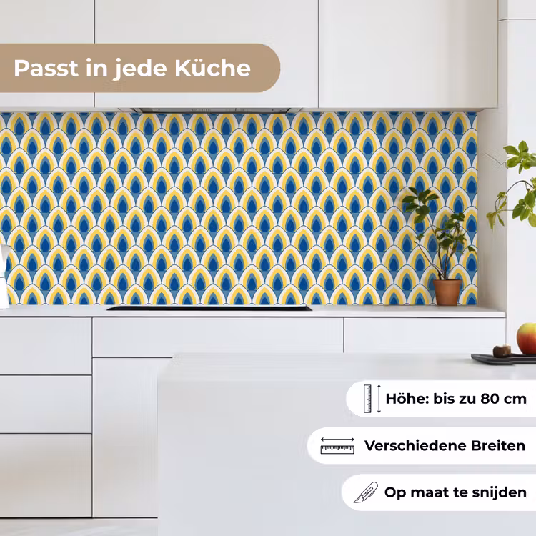 Design - Patroon - Retro - Geel - Blauw keuken achterwand 2 middel 871 -sfeer4_DE