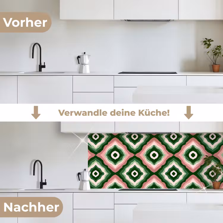 Ontwerp - Organisch - Kleurrijk keuken achterwand 2 middel 871 -voor-na_DE