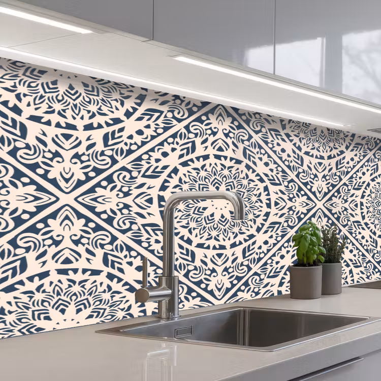 Design - Ornament - Vintage - Retro keuken achterwand 2 middel 871 -3d_schuin