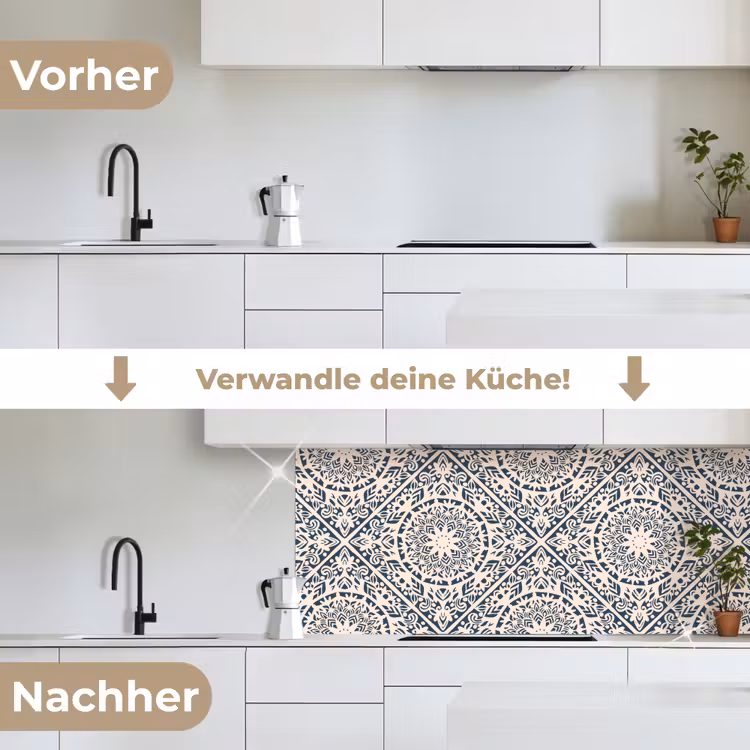 Design - Ornament - Vintage - Retro keuken achterwand 2 middel 871 -voor-na_DE