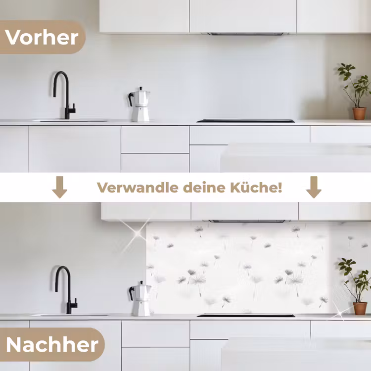 Design - Paardenbloem - Bloemen keuken achterwand 2 middel 871 -voor-na_DE