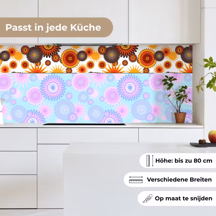 Design - Retro - Oranje - Bloemen keuken achterwand 2 middel 871 -sfeer4_DE