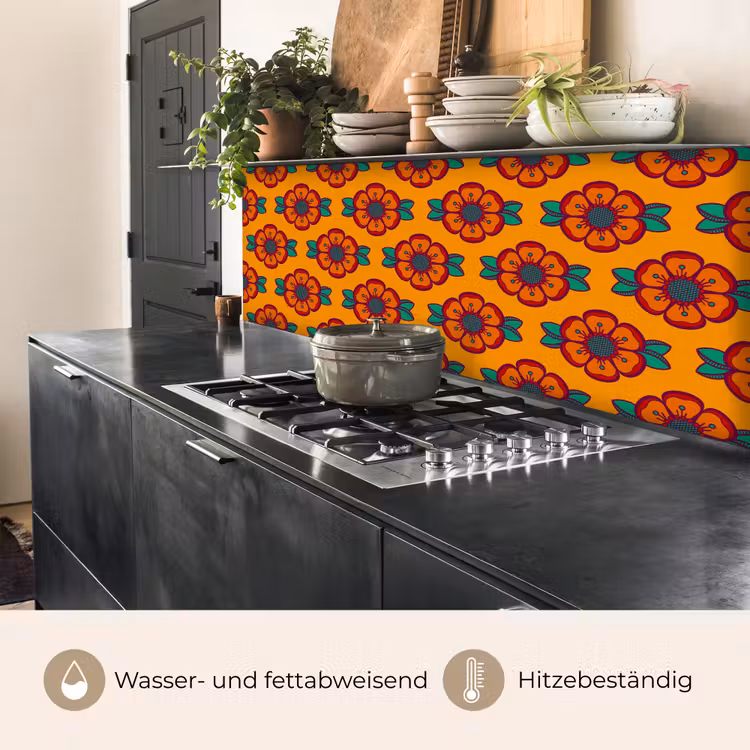 Design - Retro - Rozen - Oranje keuken achterwand 2 middel 871 -usp_DE