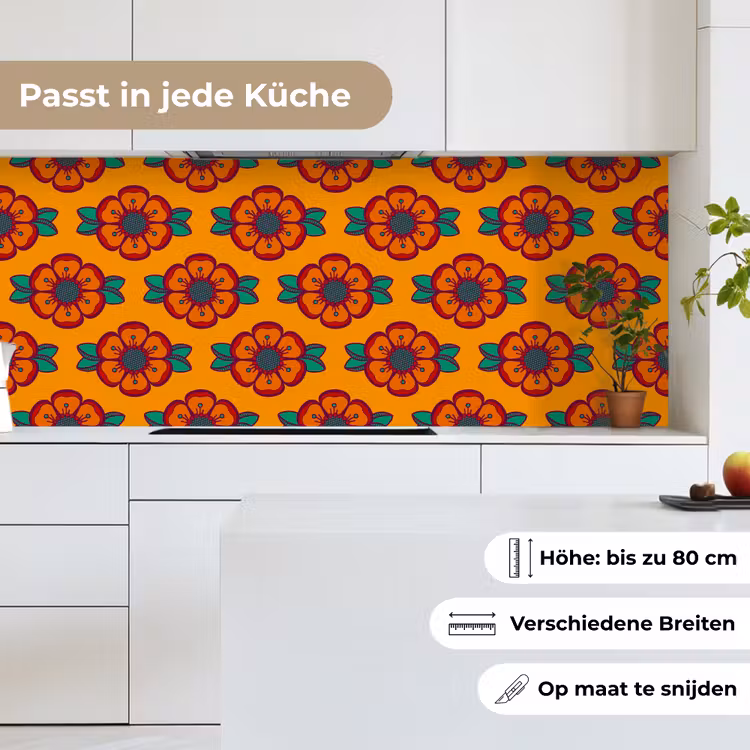 Design - Retro - Rozen - Oranje keuken achterwand 2 middel 871 -sfeer4_DE