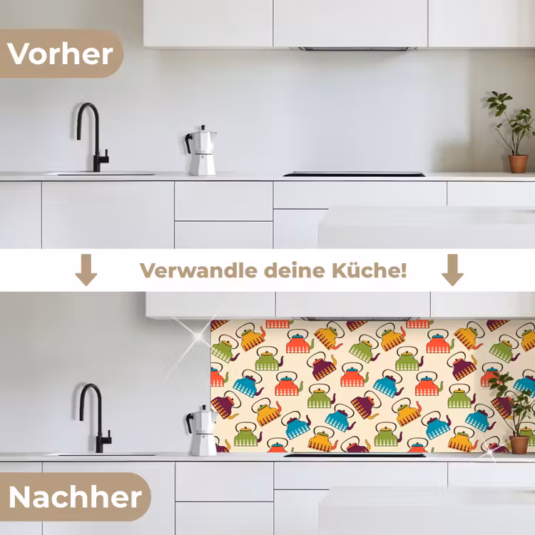 Design - Retro - Theepot - Kleuren keuken achterwand 2 middel 871 -voor-na_DE