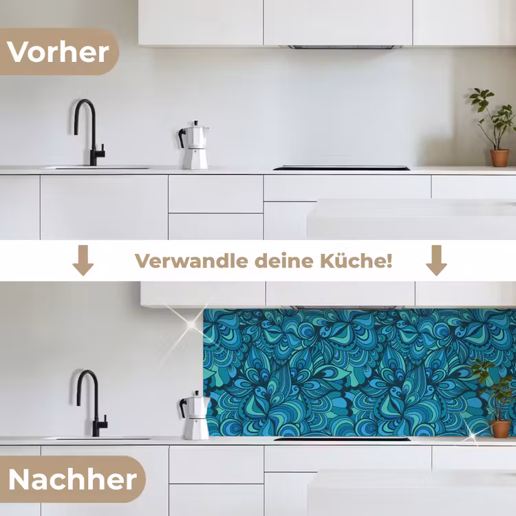 Design - Vintage - Blauw - Turquoise keuken achterwand 2 middel 871 -voor-na_DE