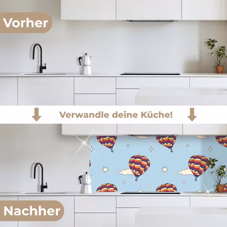 Design - Vintage - Luchtballon keuken achterwand 2 middel 871 -voor-na_DE