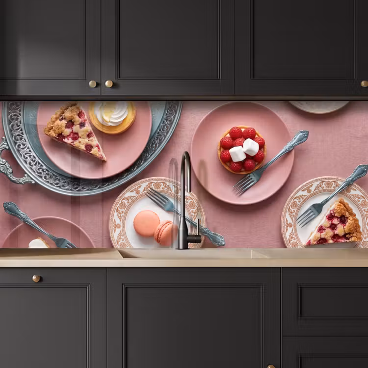 Dessert - Taart - Gebak - Zoet - Roze keuken achterwand 2 middel -sfeer1