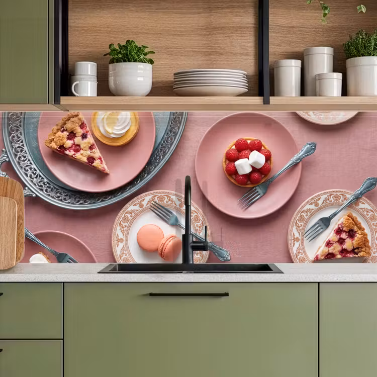 Dessert - Taart - Gebak - Zoet - Roze keuken achterwand 2 middel -sfeer3