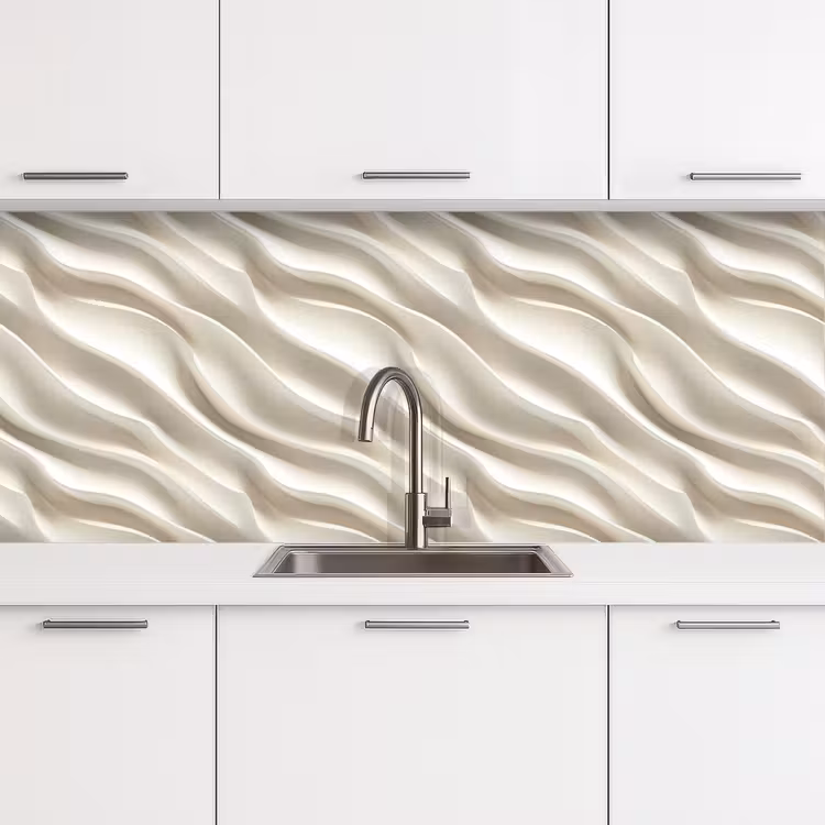 Diagonaal - Golven - Crème keuken achterwand 2 middel 871 -3d