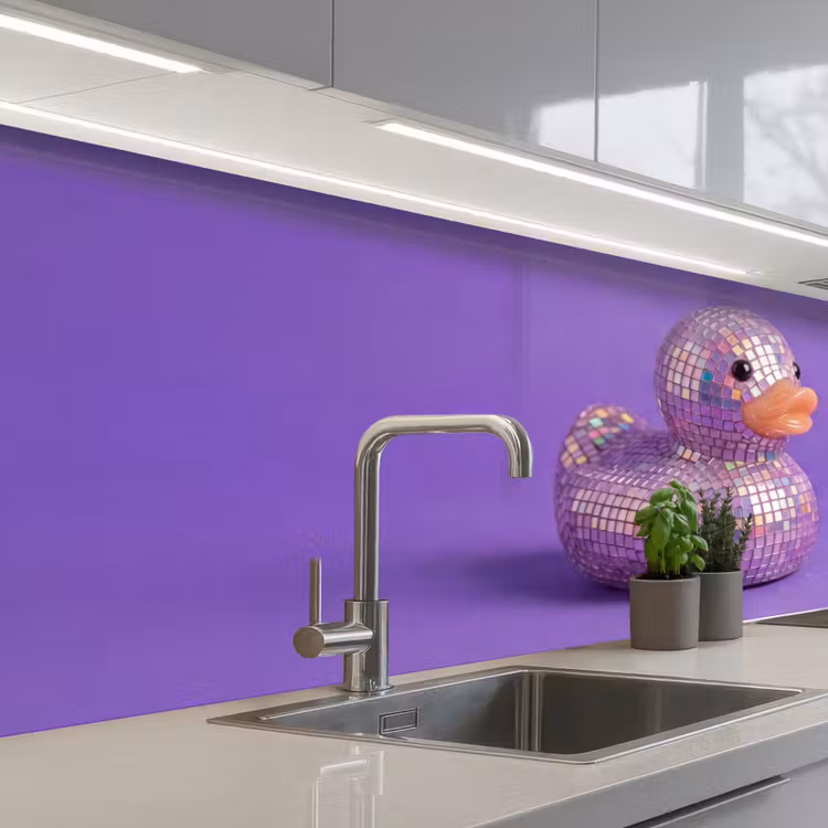 Disco - Eend - Paars keuken achterwand 2 middel -3d_schuin