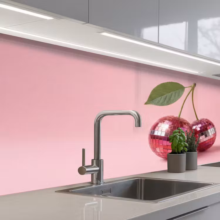 Disco - Kersen - Roze keuken achterwand 2 middel -3d_schuin