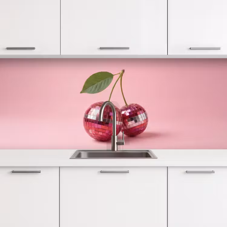 Disco - Kersen - Roze keuken achterwand 2 middel -3d
