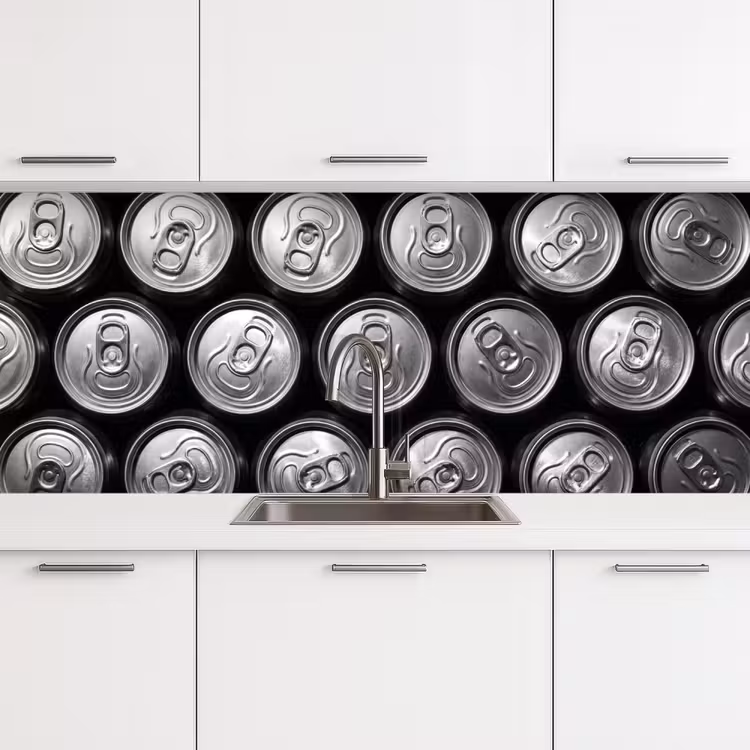 Blikjes - Aluminium - Patroon - Industrieel - Zilver keuken achterwand 2 middel -3d