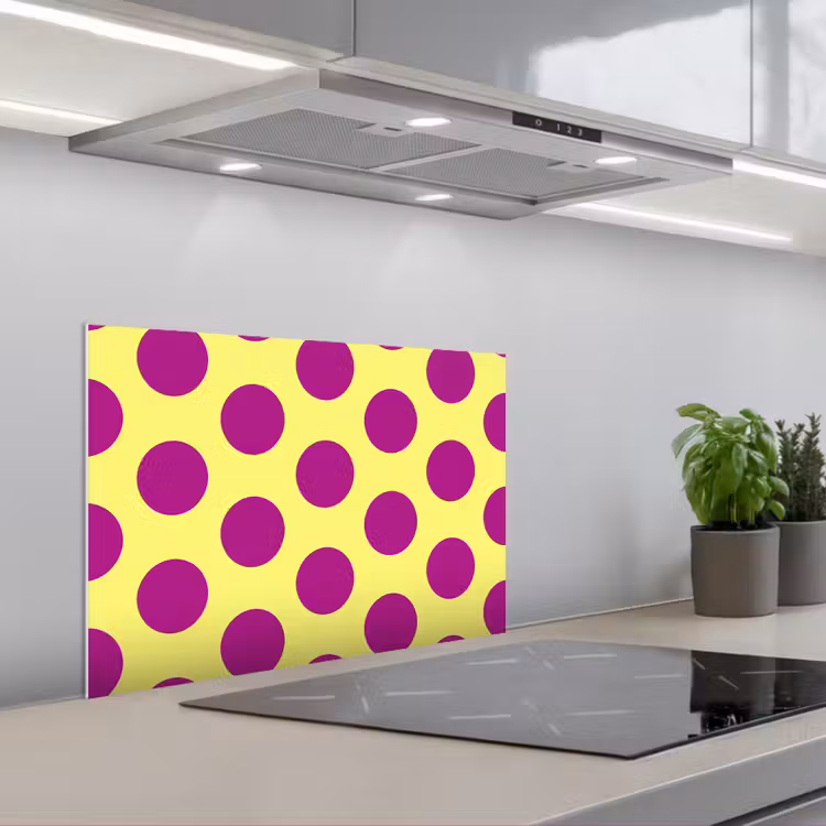 Dots - Klassiek - Geel keuken achterwand spatscherm klein 900 -3d_schuin