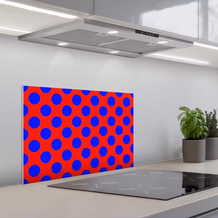 Dots - Klassiek - Rood keuken achterwand spatscherm klein 900 -3d_schuin
