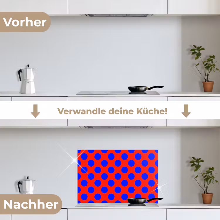 Dots - Klassiek - Rood keuken achterwand spatscherm klein 900 -voor_na_DE