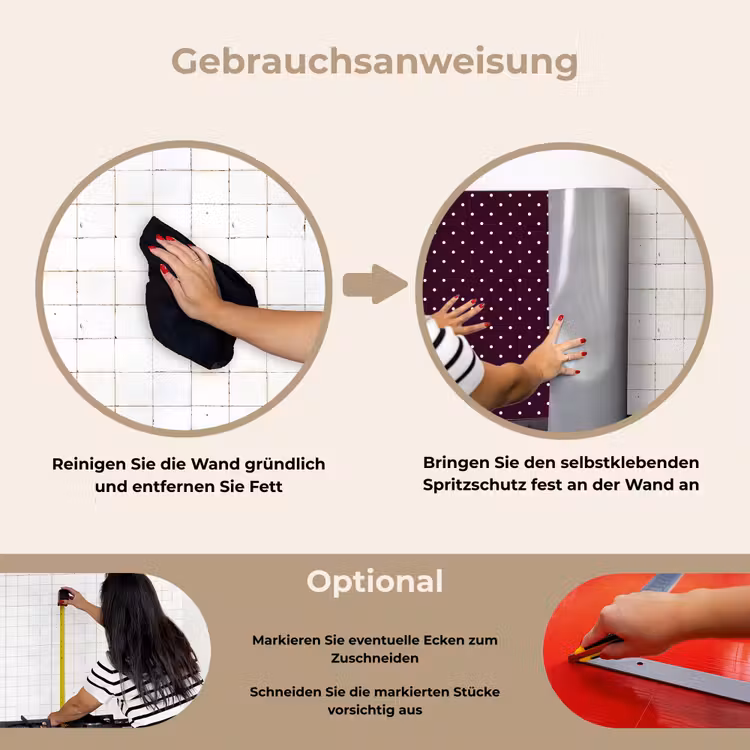 Stippen - Modern - Paars keuken achterwand spatscherm klein 900 -gebruiksaanwijzing_DE